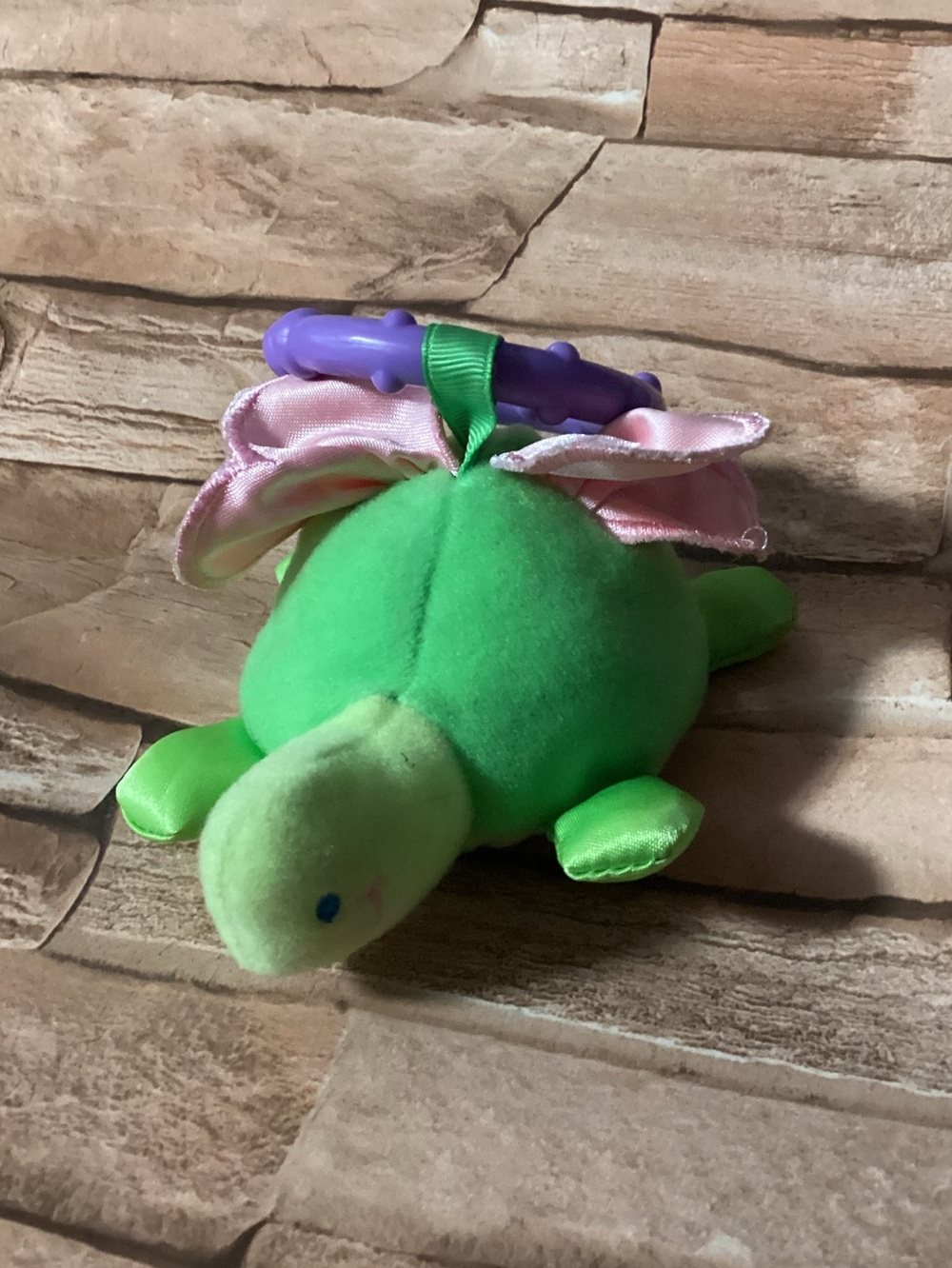 Plush hanging turtle rattle